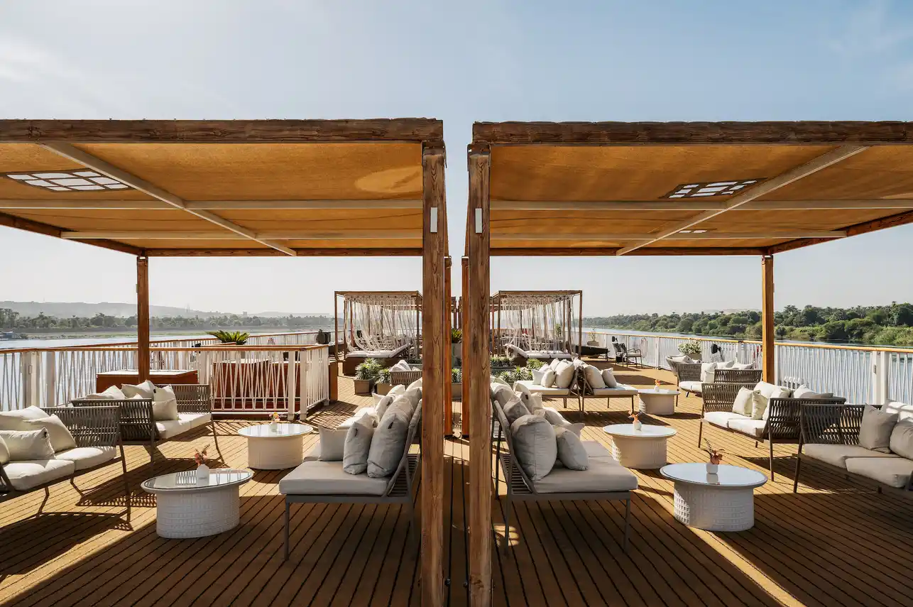 Sun deck of the MS Tamr Henna Nile Cruise Nile cruise